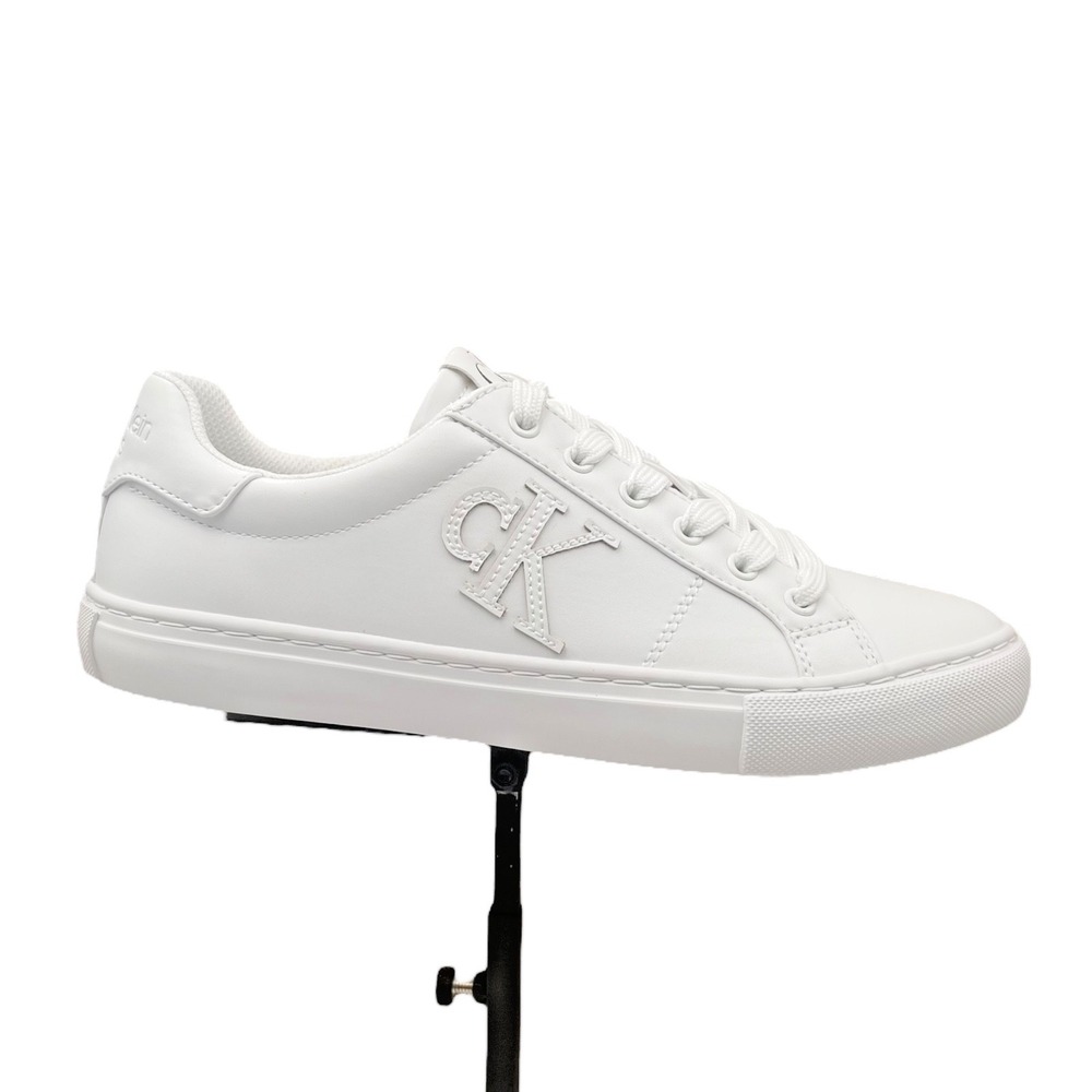 Calvin Klein Womens Calysse Casual Fashion Sneakers Size 9 White Low Top Lace up